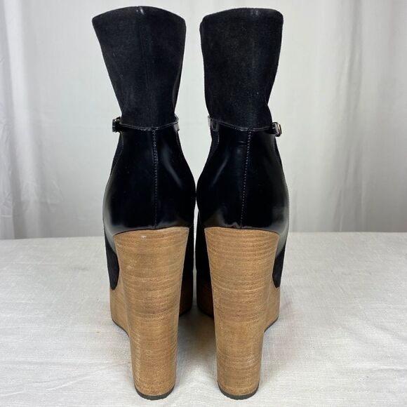 Chloe Crosta Suede Wood Platform Wedge Booties - Picture 5 of 5